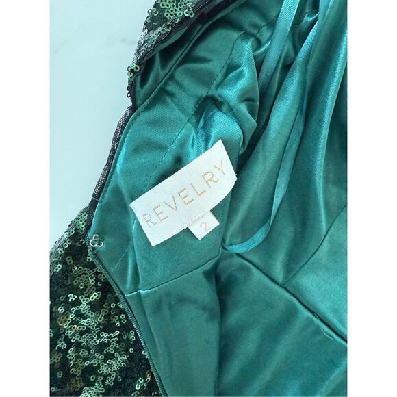 REVELRY Tori Fully Sequin Maxi Dress Sz 2 / XS – Halter Backless Gala Wedding - Picture 8 of 9